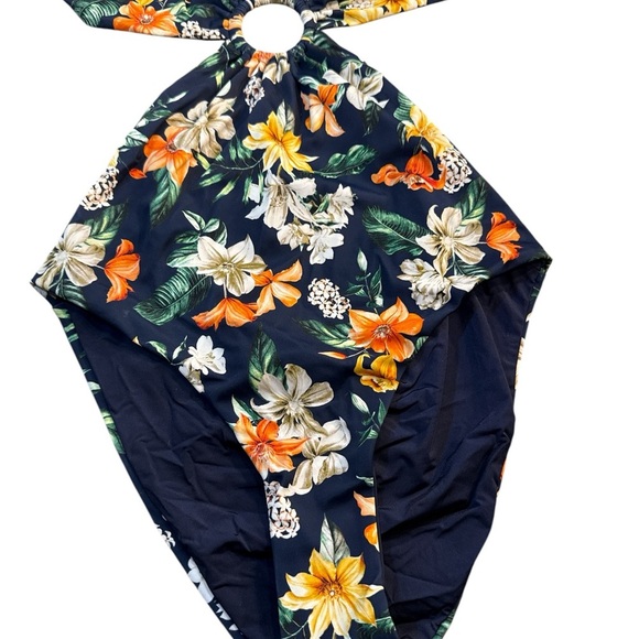 Onia Tropical Bloom O-Ring One Piece Cut Out Swimsuit Deep Navy Size M, NWT - Picture 2 of 8